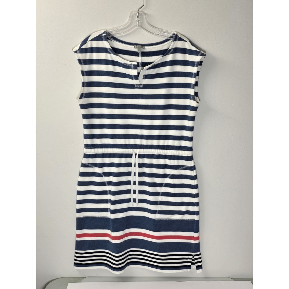 T  By Talbots Blouson Dress Women's MEDIUM Sleeveless Knee Length Striped